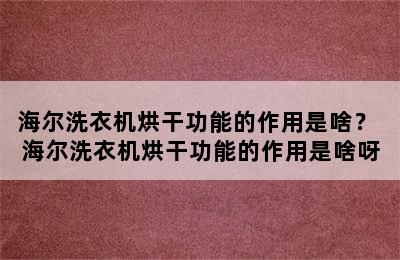 海尔洗衣机烘干功能的作用是啥？ 海尔洗衣机烘干功能的作用是啥呀